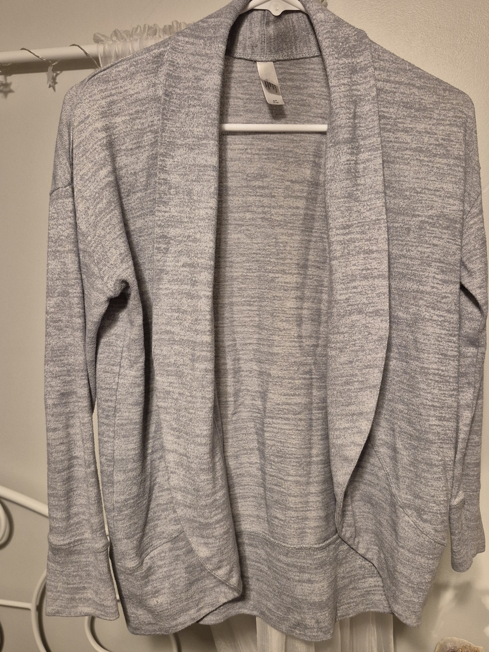 Light Gray Open-Front Women's Sweater Cardigan